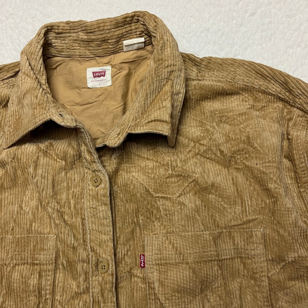 Levis Shirt Mens L Tan Corduroy A0842-0008 Long Sleeve Button Down Workwear
